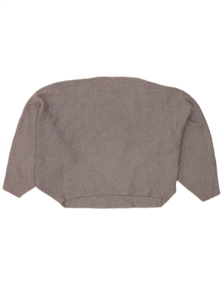 ZARA Suéter feminino oversized com gola canoa e gola redonda Reino Unido 14 cinza médio