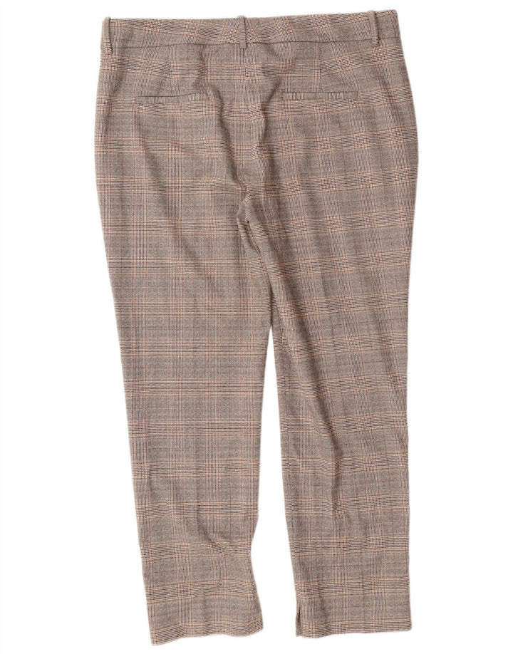 ZARA Calça Chino Feminina Slim Fit EU 42 Grande W32 L27 Cinza Xadrez