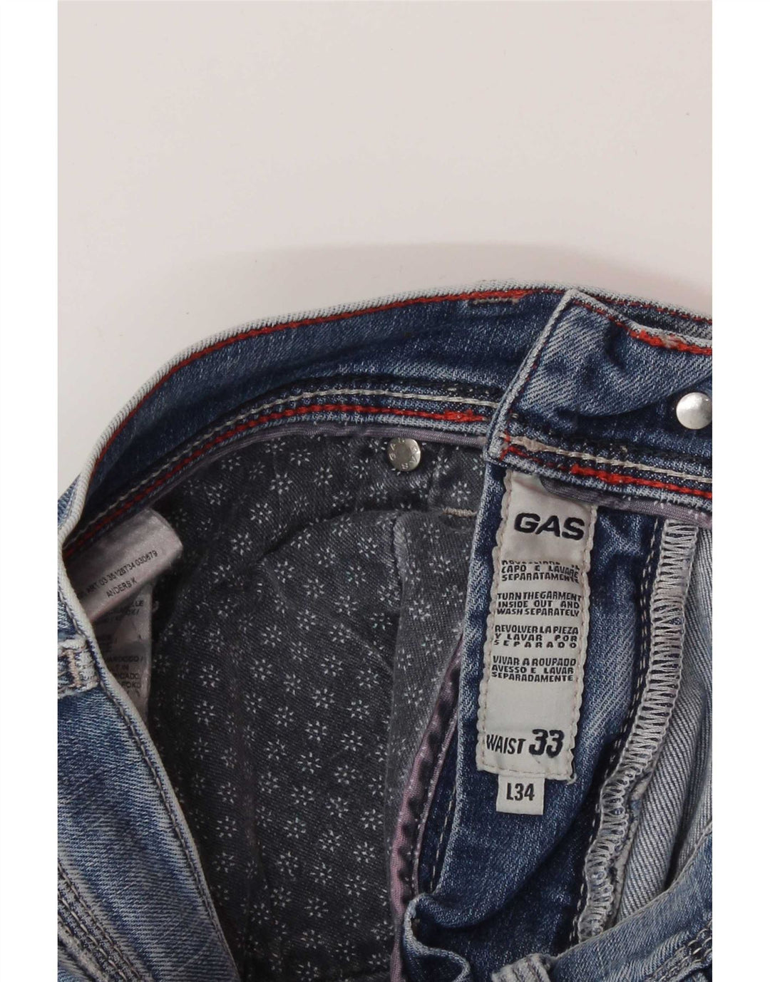 Gas Mens Denim Shorts Grande W33 Azul Algodão