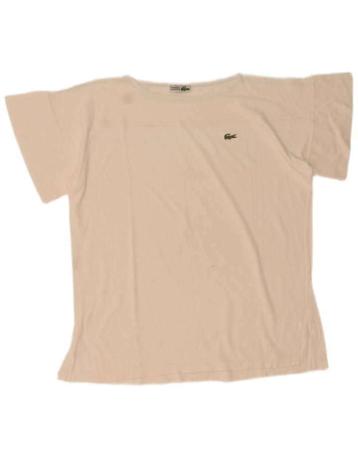Camiseta feminina Lacoste tamanho superior 44 grande algodão branco