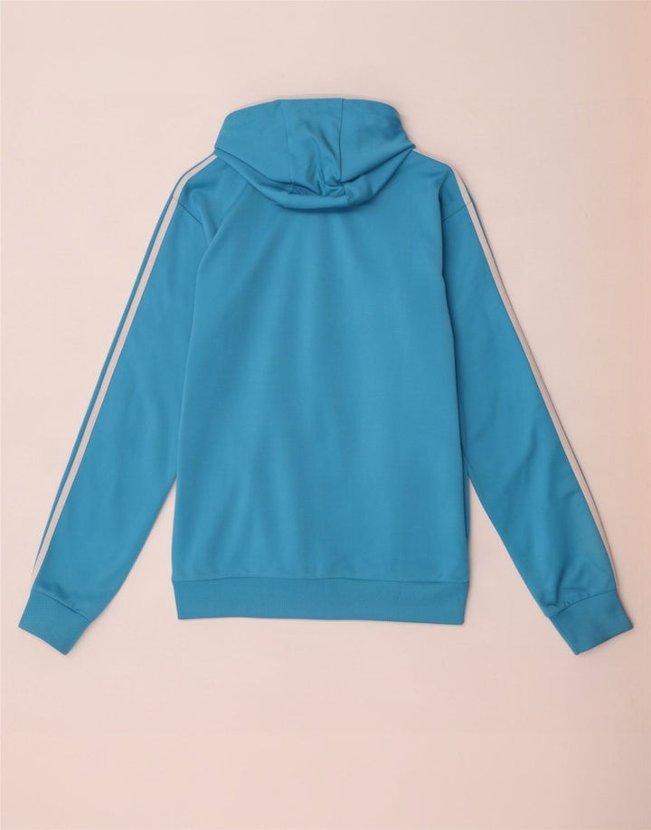 Adidas masculino zip moletom com capuz pequeno azul poliéster