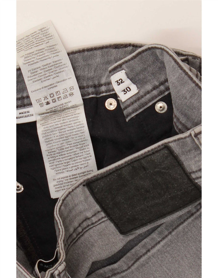 Jack & Jones Masculino GLENN Slim Jeans W32 L30 Algodão Cinza
