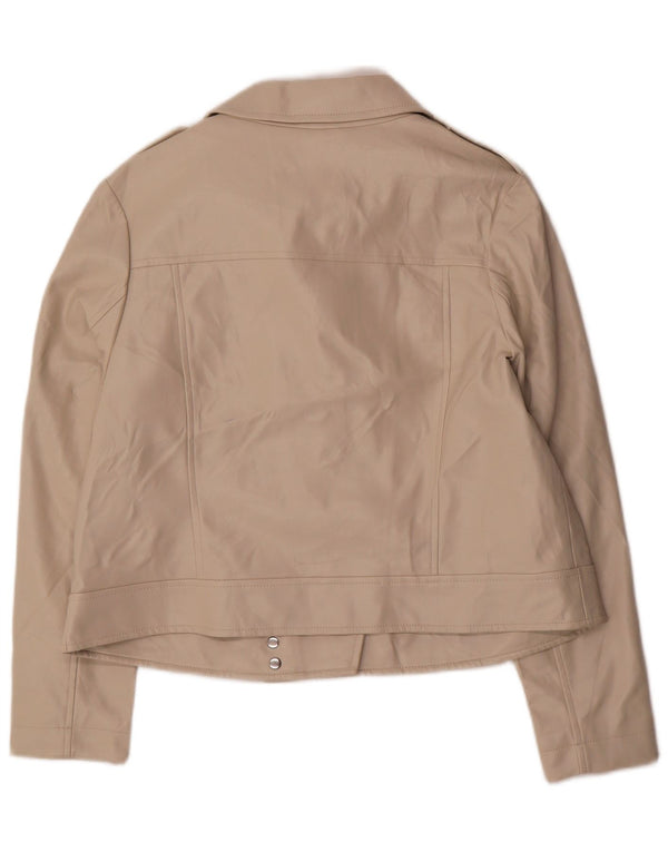Jaqueta feminina de couro sintético Marks & Spencer para motociclista Reino Unido 18 XL bege