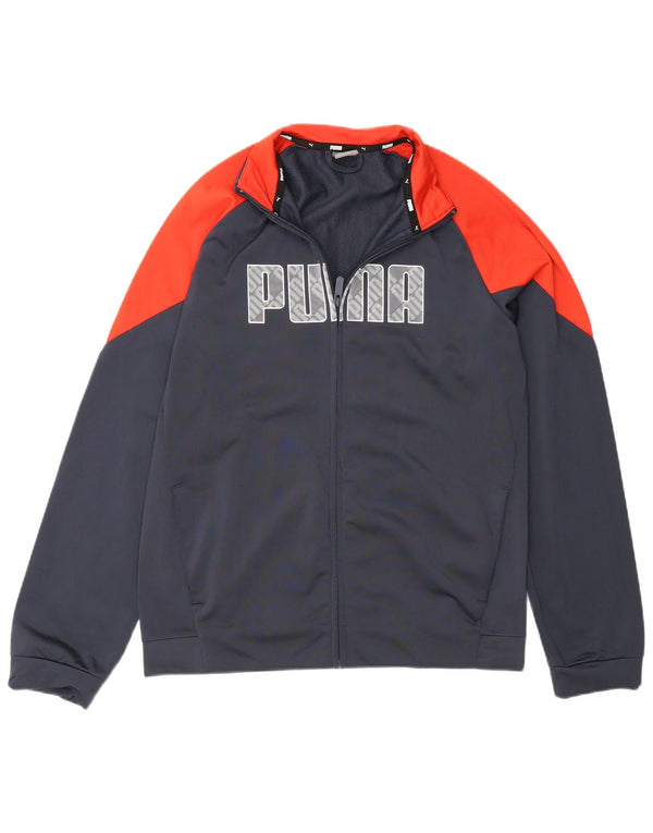 Puma Boys Graphic Tracksuit Top Jacket 15-16 Years Grey Colourblock
