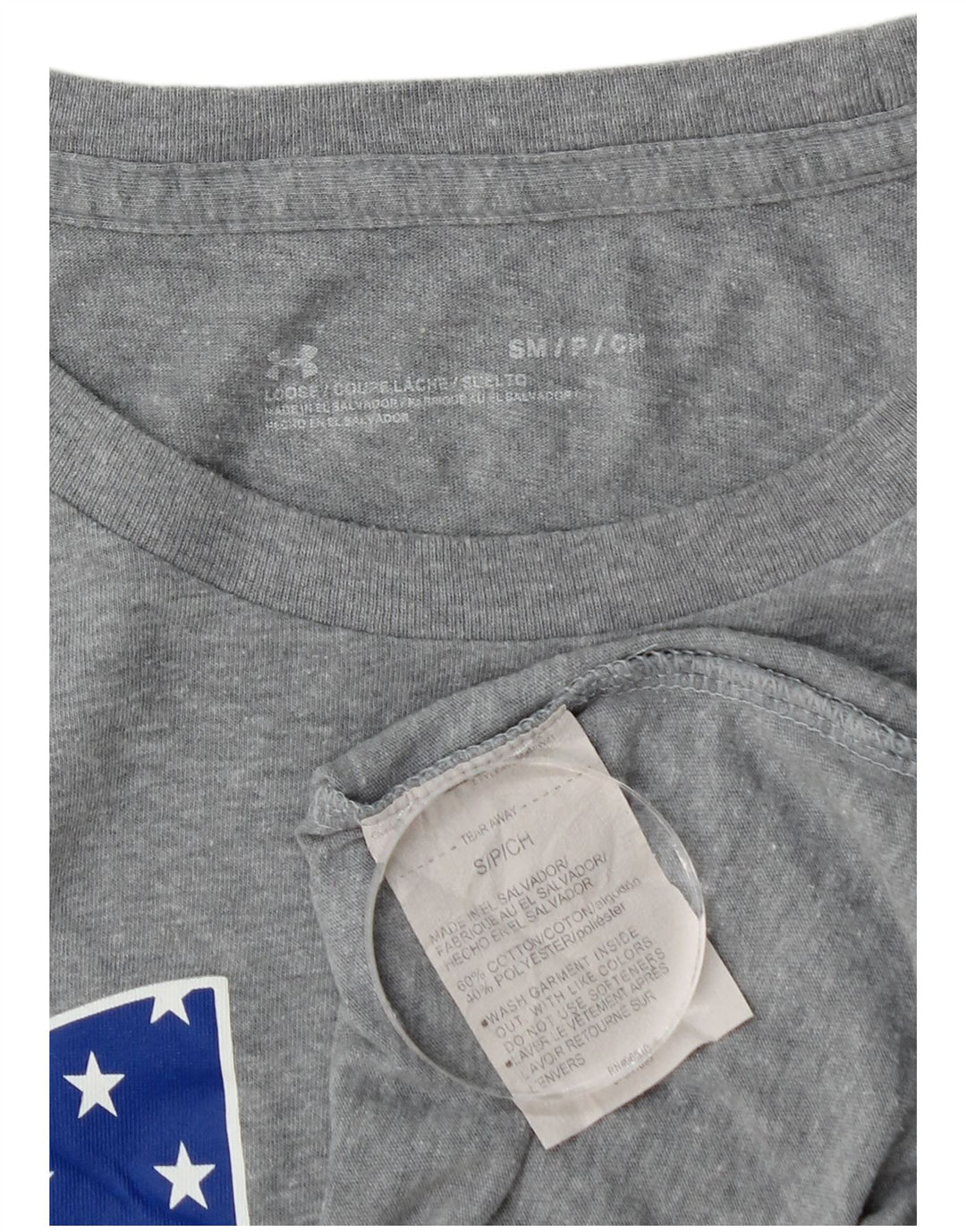 Under Armour Camiseta masculina gráfica top pequeno algodão manchado cinza