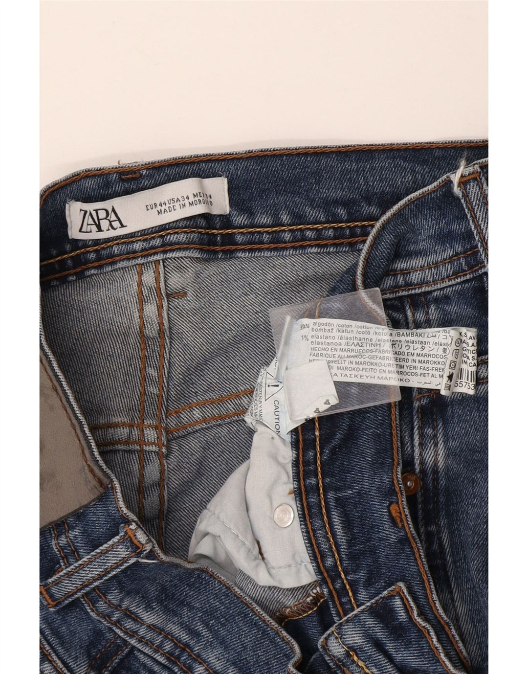 Zara Mens Slim Jeans EU 44 Grande W34 L30 Azul Algodão