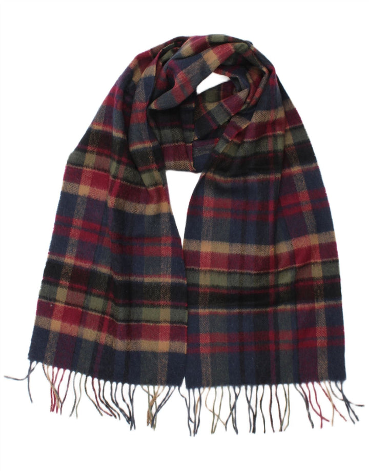 Lenço retangular masculino Barbour tamanho único xadrez multicolorido lã de cordeiro clássico
