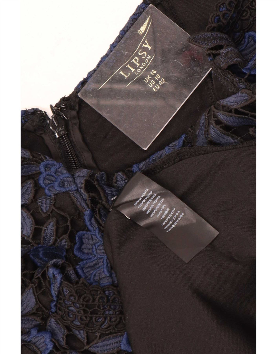 Vestido feminino Lipsy A-Line UK 14 médio azul marinho floral poliéster