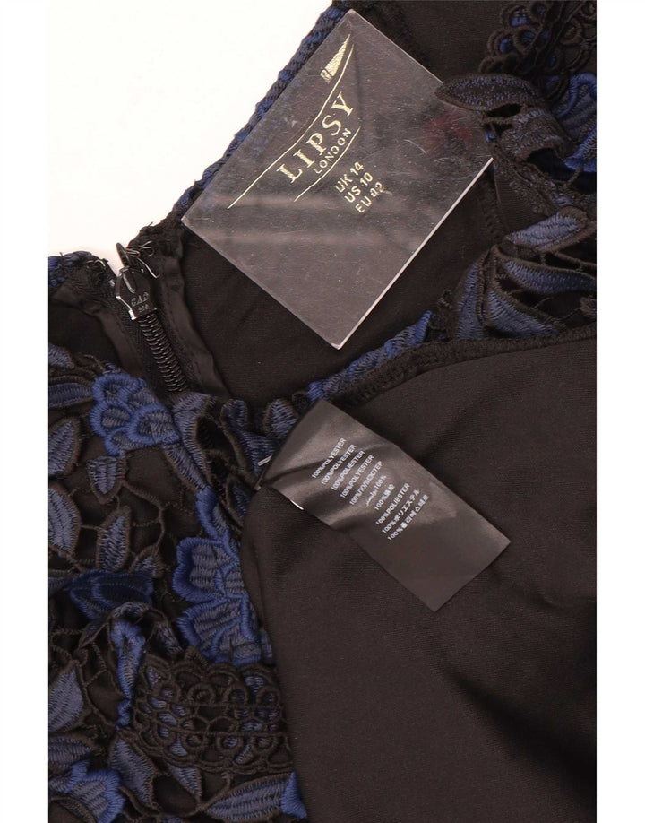 Vestido feminino Lipsy A-Line UK 14 médio azul marinho floral poliéster
