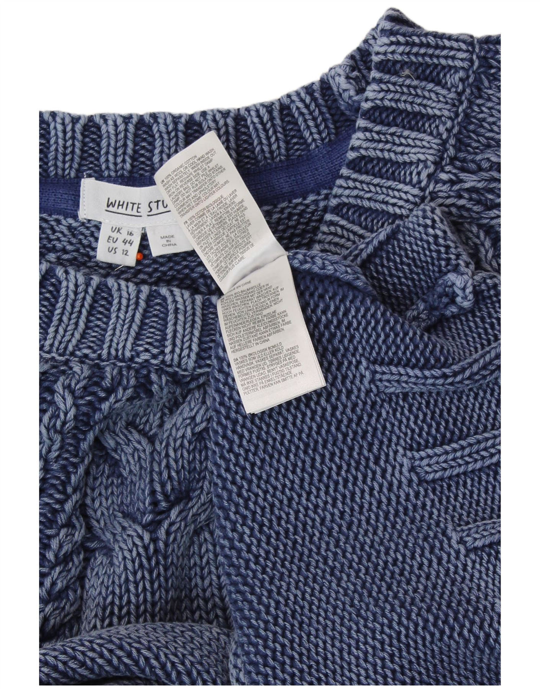 WHITE STUFF Suéter feminino curto com gola canoa Reino Unido 16 grande azul marinho