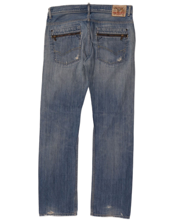 Tommy Hilfiger Masculino Ryder Zip Straight Jeans W34 L34 Azul Algodão