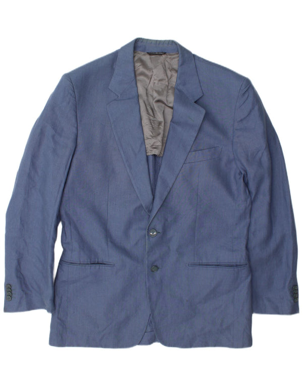 Jaqueta blazer masculina vintage com 2 botões IT 50 grande linho azul