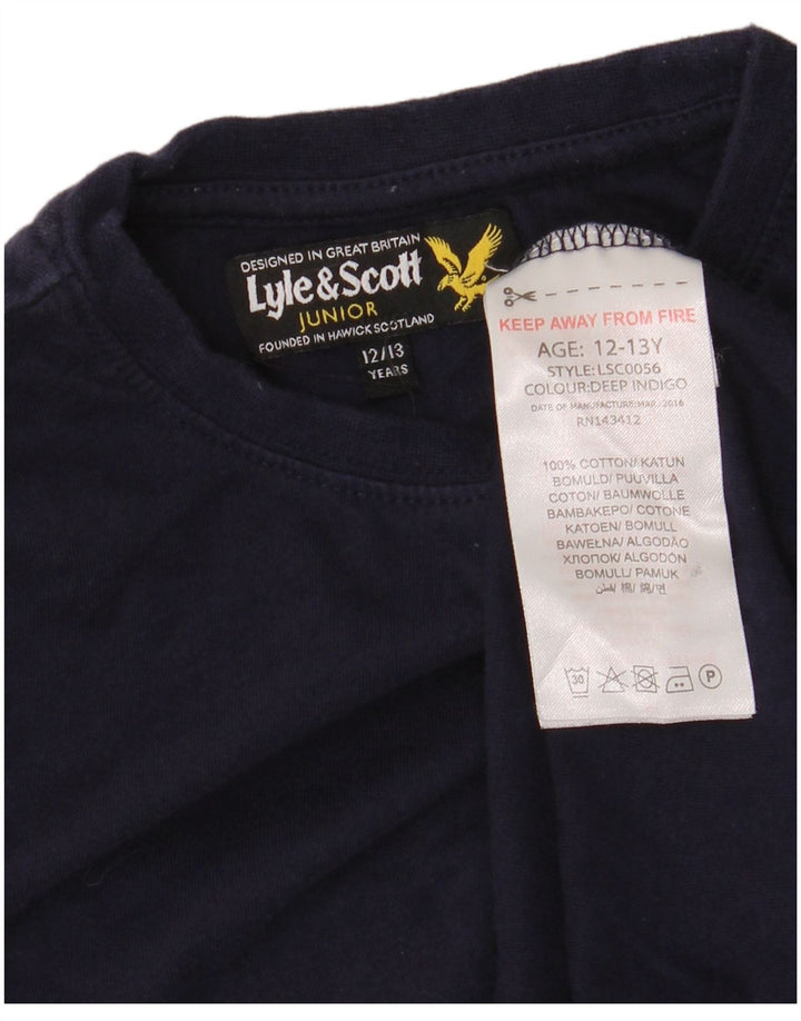 LYLE & SCOTT Camiseta masculina manga comprida 12-13 anos algodão azul marinho