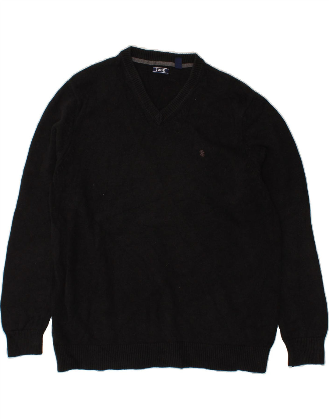 IZOD Mens V-Neck Jumper Sweater XL Black Cotton Vintage Izod and Second-Hand Izod from Messina Hembry 
