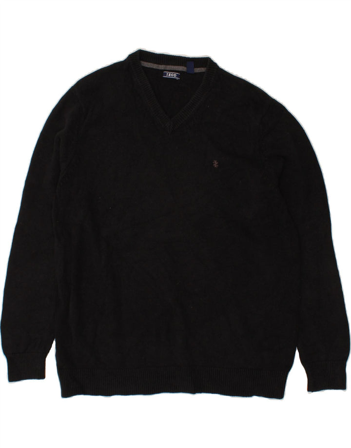 IZOD Mens V-Neck Jumper Sweater XL Black Cotton Vintage Izod and Second-Hand Izod from Messina Hembry 