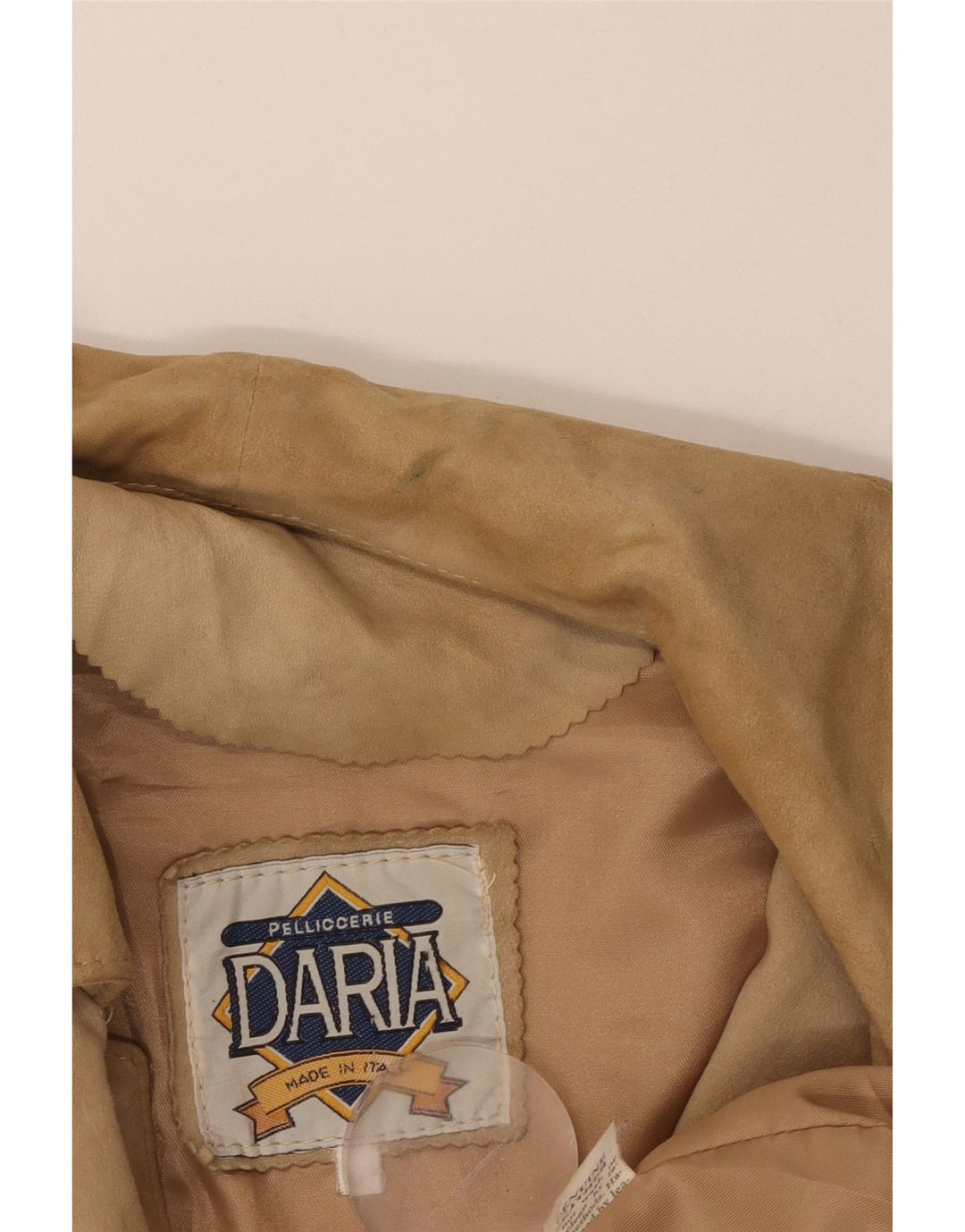 Sobretudo feminino de camurça VINTAGE IT 46 couro bege grande