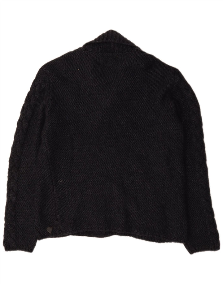Suéter masculino Guess Duffle Buttons Cardigan grande acrílico preto