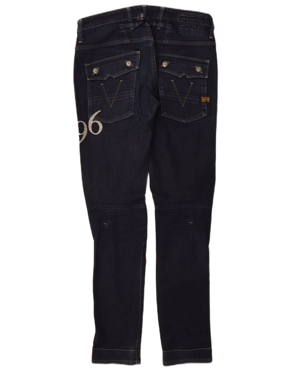 G-Star feminino gráfico cônico jeans W29 L32 algodão azul marinho