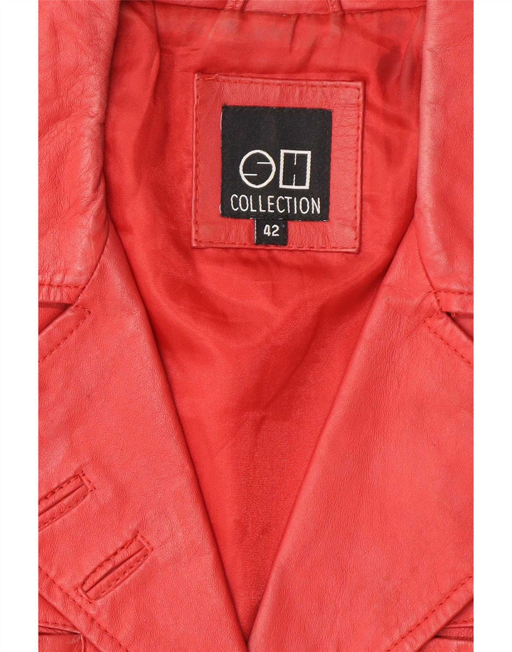 Jaqueta blazer feminina vintage de couro com 6 botões IT 42 Vermelho Médio