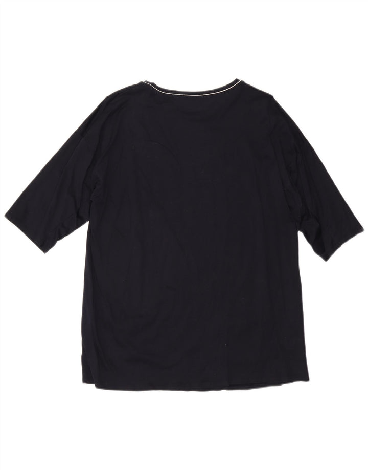 Blusa feminina de manga 1/2 MAX MARA Reino Unido 14 algodão azul marinho médio