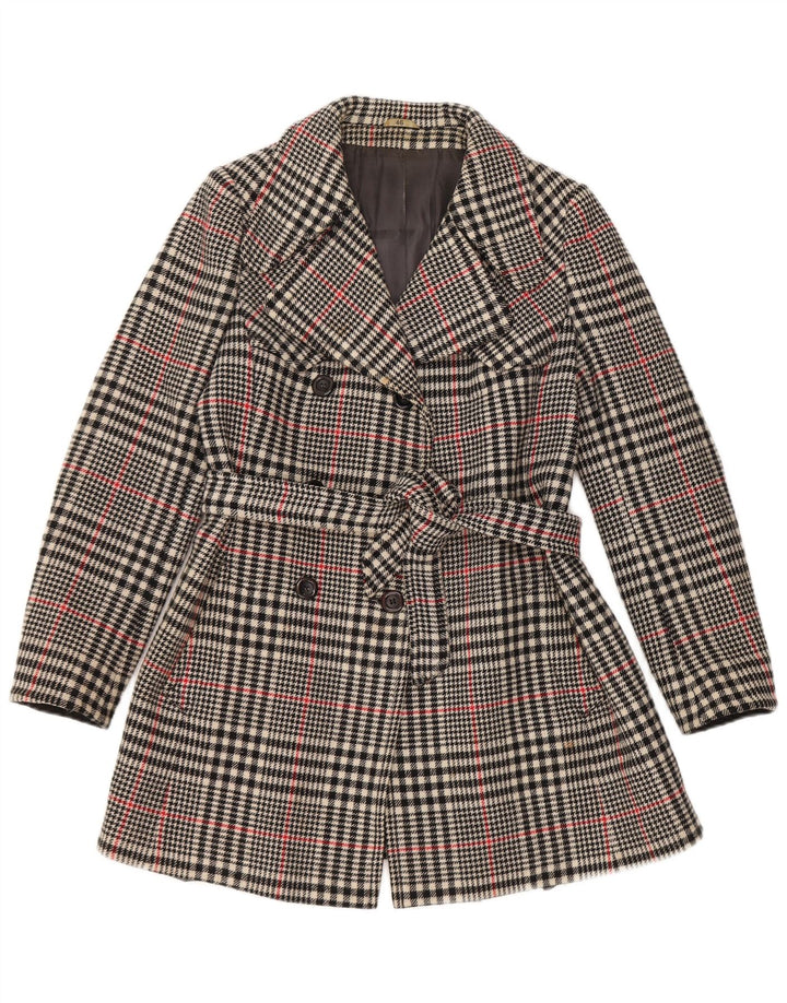 Trench coat feminino vintage com peito duplo IT 46 xadrez cinza grande