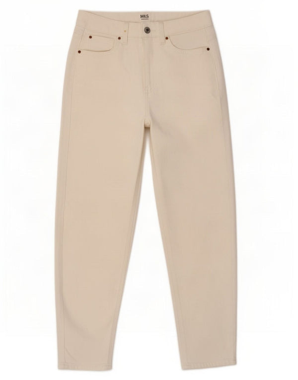 Marks & Spencer Womens Mom Tapered Jeans UK 10 Small W28 L26 White Cotton