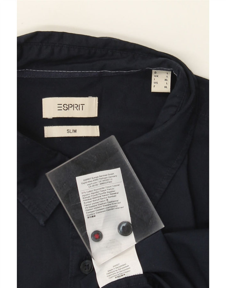 Camisa masculina Esprit Slim Fit grande algodão azul marinho