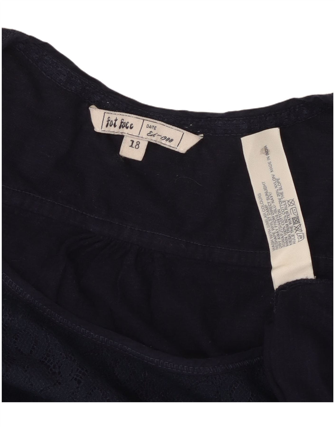 Blusa feminina de manga comprida Fat Face UK 18 XL azul marinho algodão floral