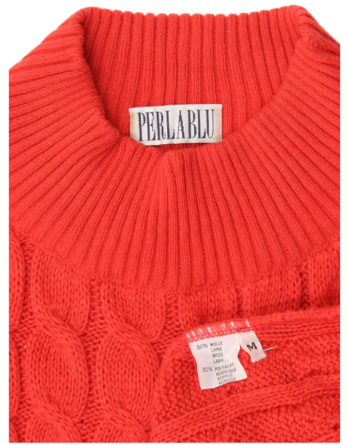 Suéter feminino VINTAGE com gola tartaruga Reino Unido 14 lã vermelha média