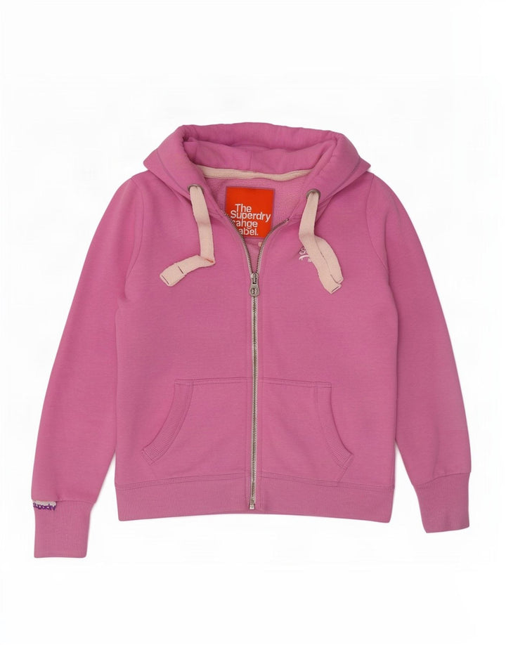 Suéter feminino Superdry com capuz e zíper UK 14 poliéster rosa médio