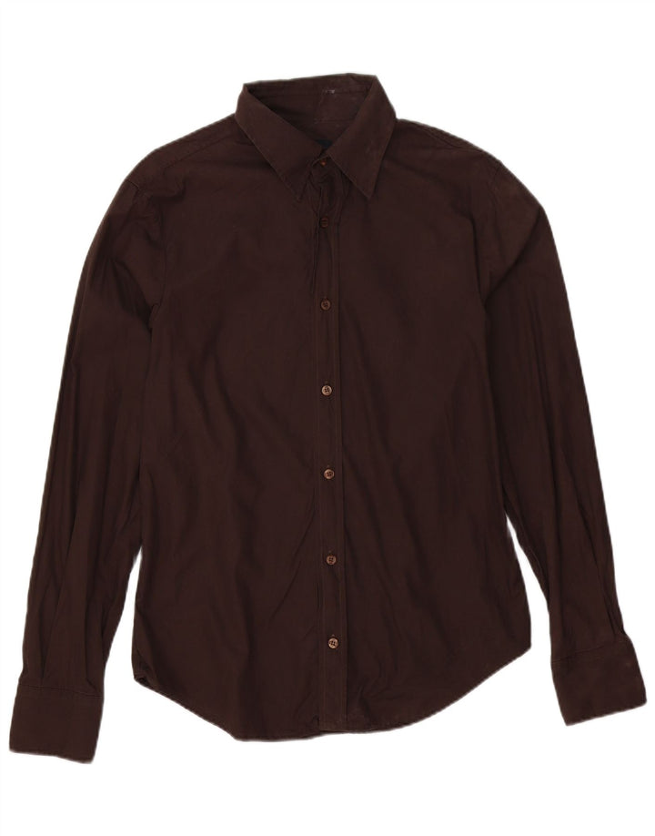 Camisa Just Cavalli Feminina UK 14 Algodão Marrom Médio