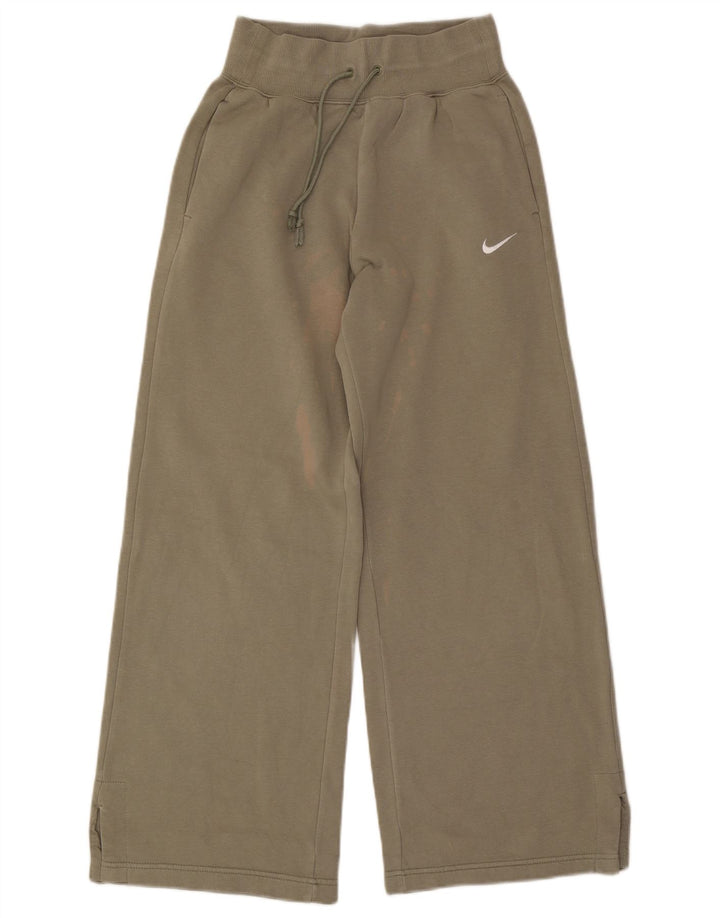 Calça de treino feminina Nike UK 10 pequena algodão cáqui