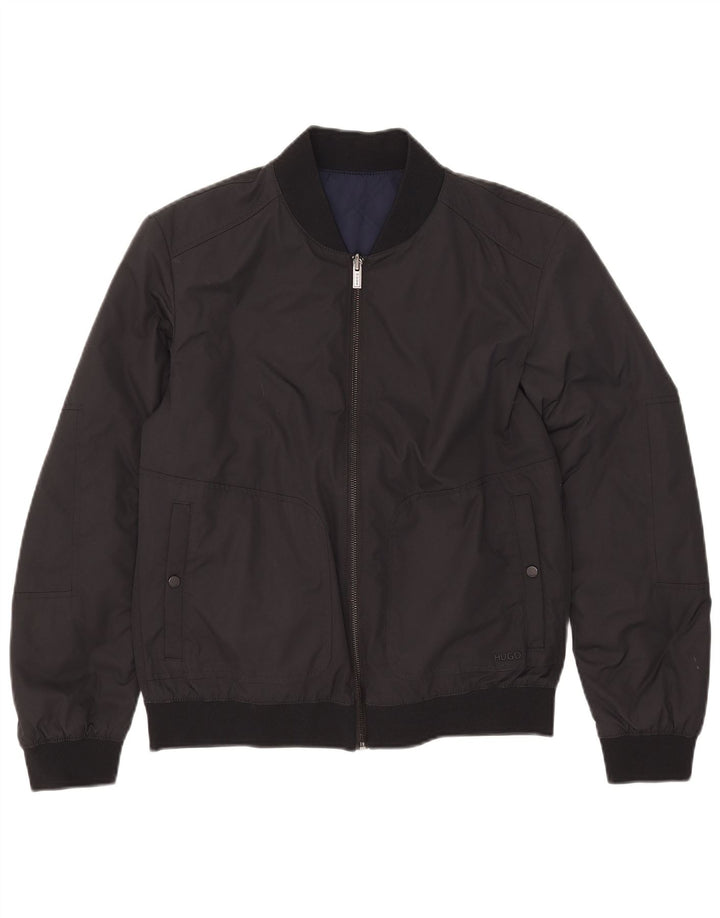 Jaqueta reversível masculina Hugo Boss UK 36 pequena poliamida preta