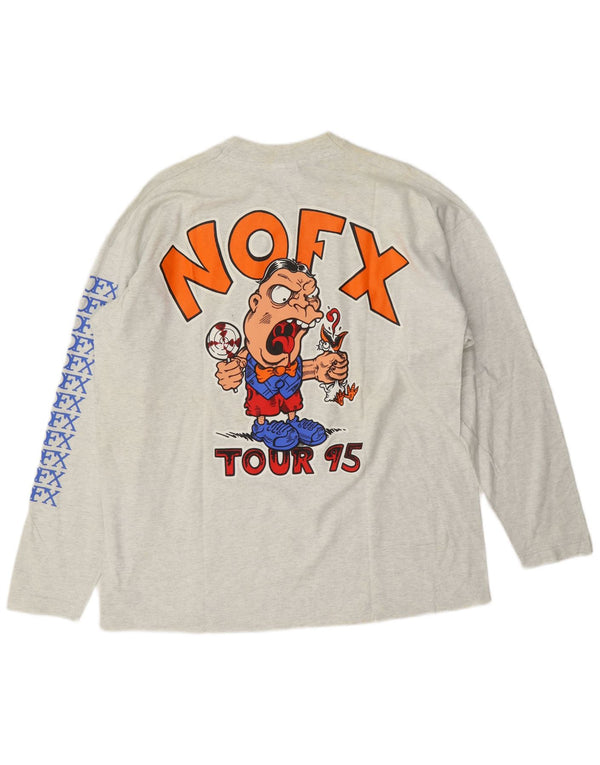 Screen Stars Best Mens NOFX Tour 1995 Top gráfico manga longa XL cinza música