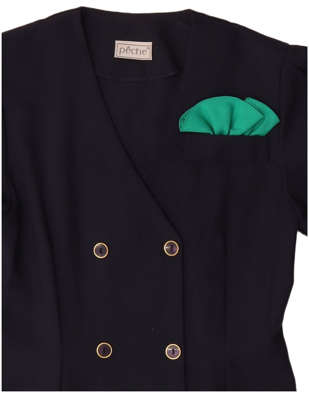 Vestido feminino vintage com bainha dupla, tamanho 10, azul marinho grande