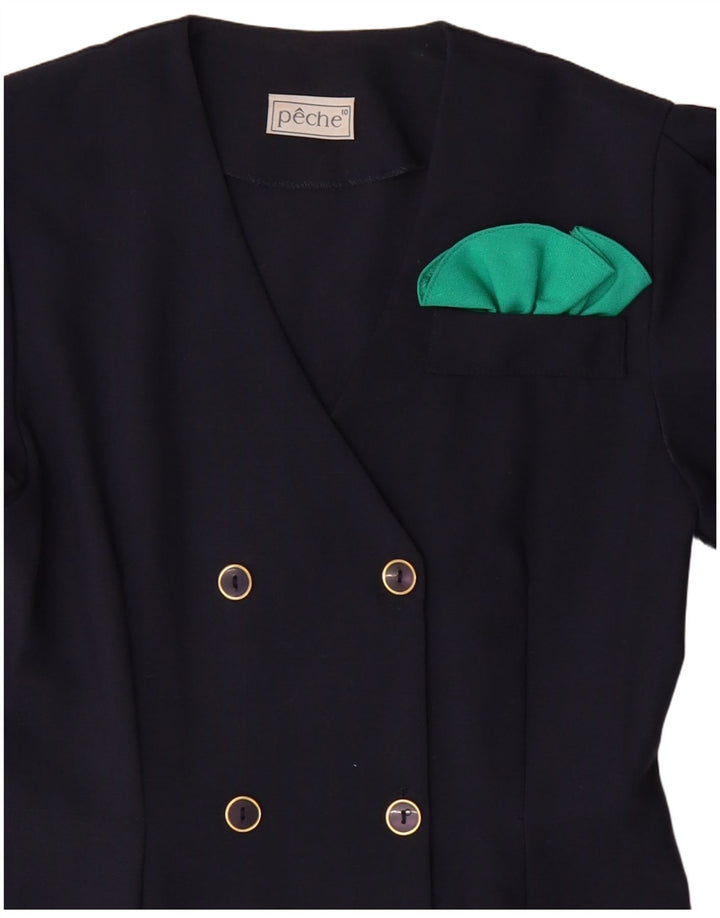 Vestido feminino vintage com bainha dupla, tamanho 10, azul marinho grande