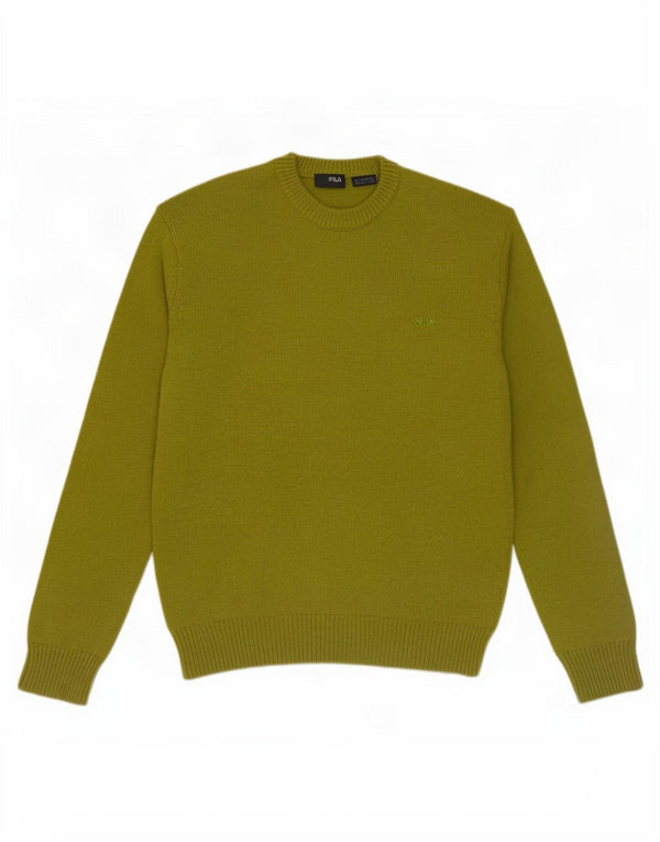 Suéter masculino Fila com gola redonda, lã cáqui média