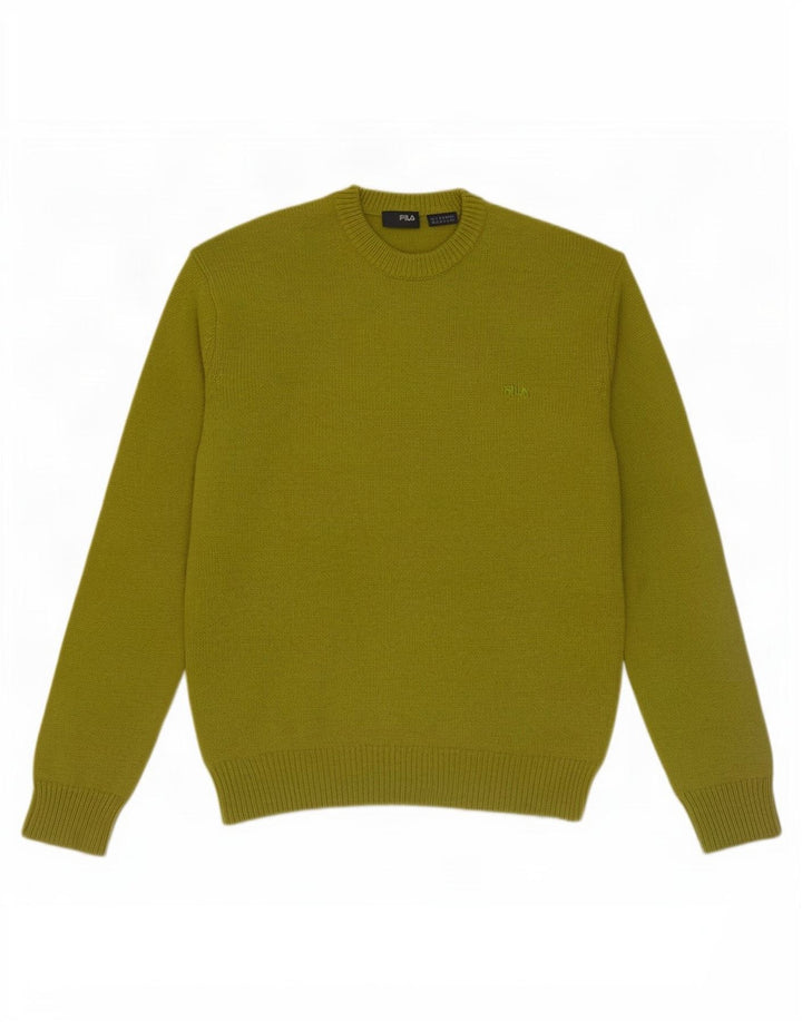 Suéter masculino Fila com gola redonda, lã cáqui média