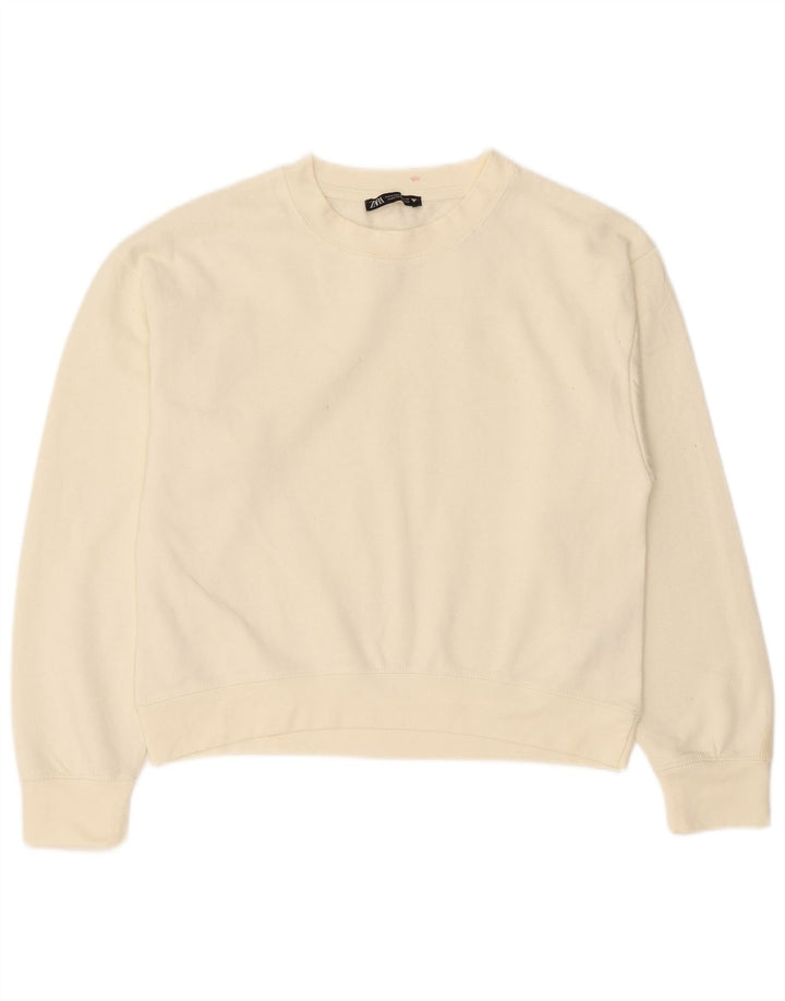 Zara moletom feminino jumper UK 14 médio off white poliéster