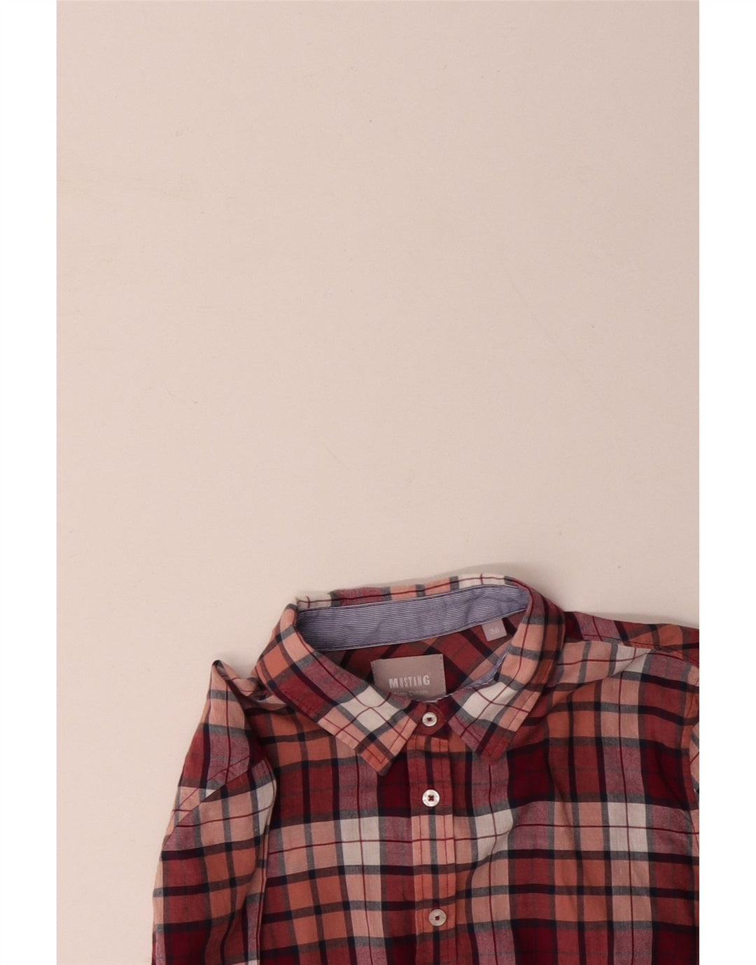 Camisa feminina MUSTANG EU 36 pequeno algodão xadrez rosa