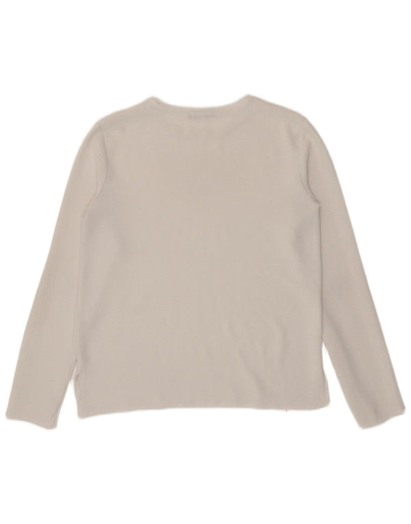 Top feminino Zara manga comprida UK 10 pequeno branco