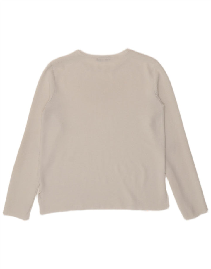 Top feminino Zara manga comprida UK 10 pequeno branco