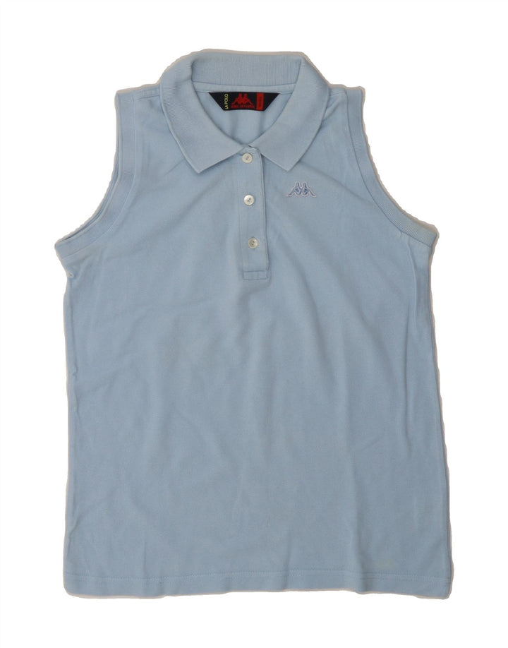 KAPPA Womens Sleeveless Polo Shirt UK 10 Small Blue Cotton Vintage Kappa and Second-Hand Kappa from Messina Hembry 