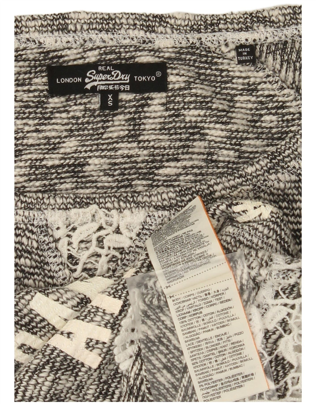 Superdry Suéter feminino superdimensionado com gola canoa e gola redonda Reino Unido 6 XS algodão cinza