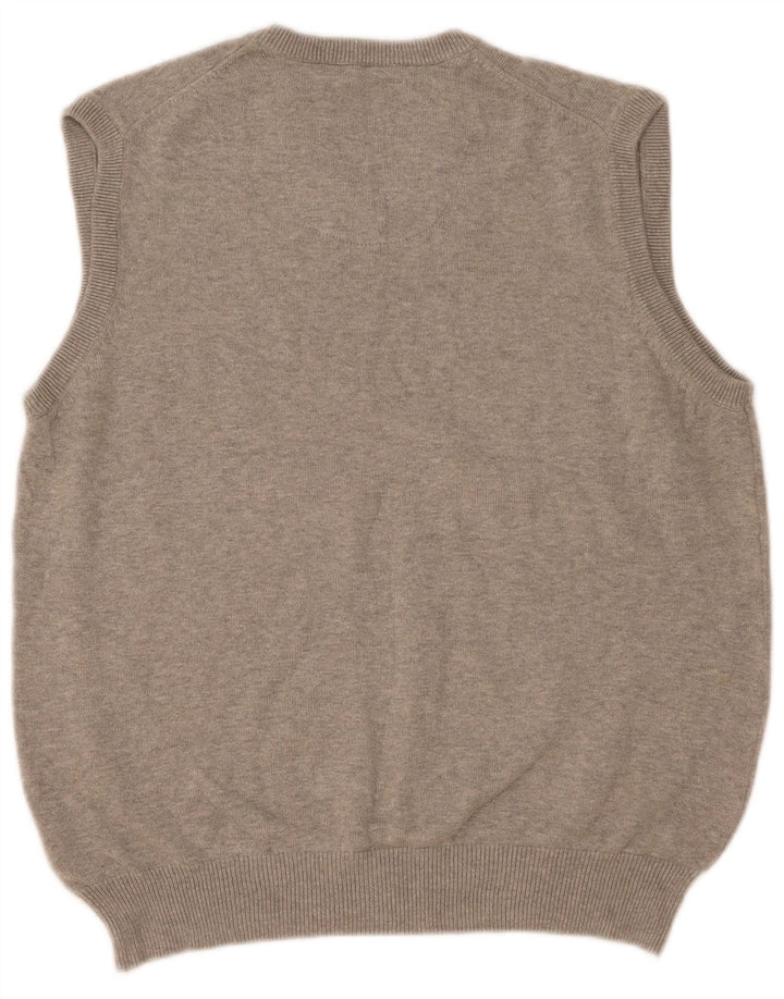 Regata masculina Marks & Spencer Blue Harbor Vest grande algodão manchado cinza