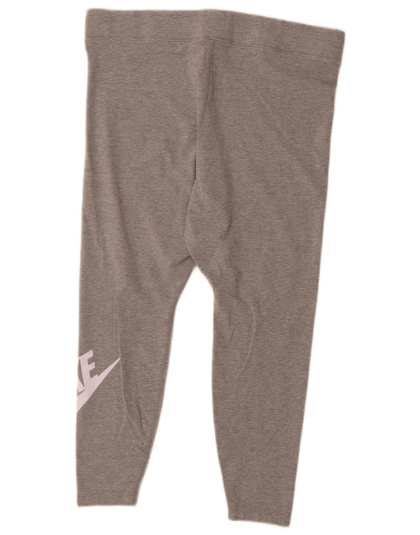 Nike Womens Graphic Capri Leggings UK 18 XL Cinza Flecked Algodão