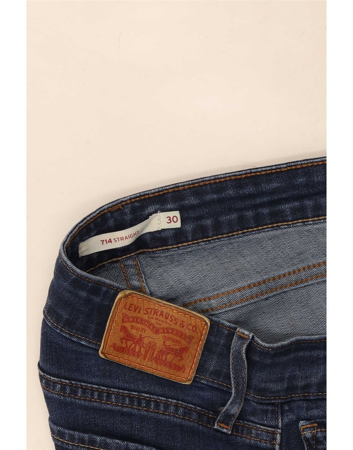 Calça jeans feminina Levi's 714 Straight W30 L29 azul marinho