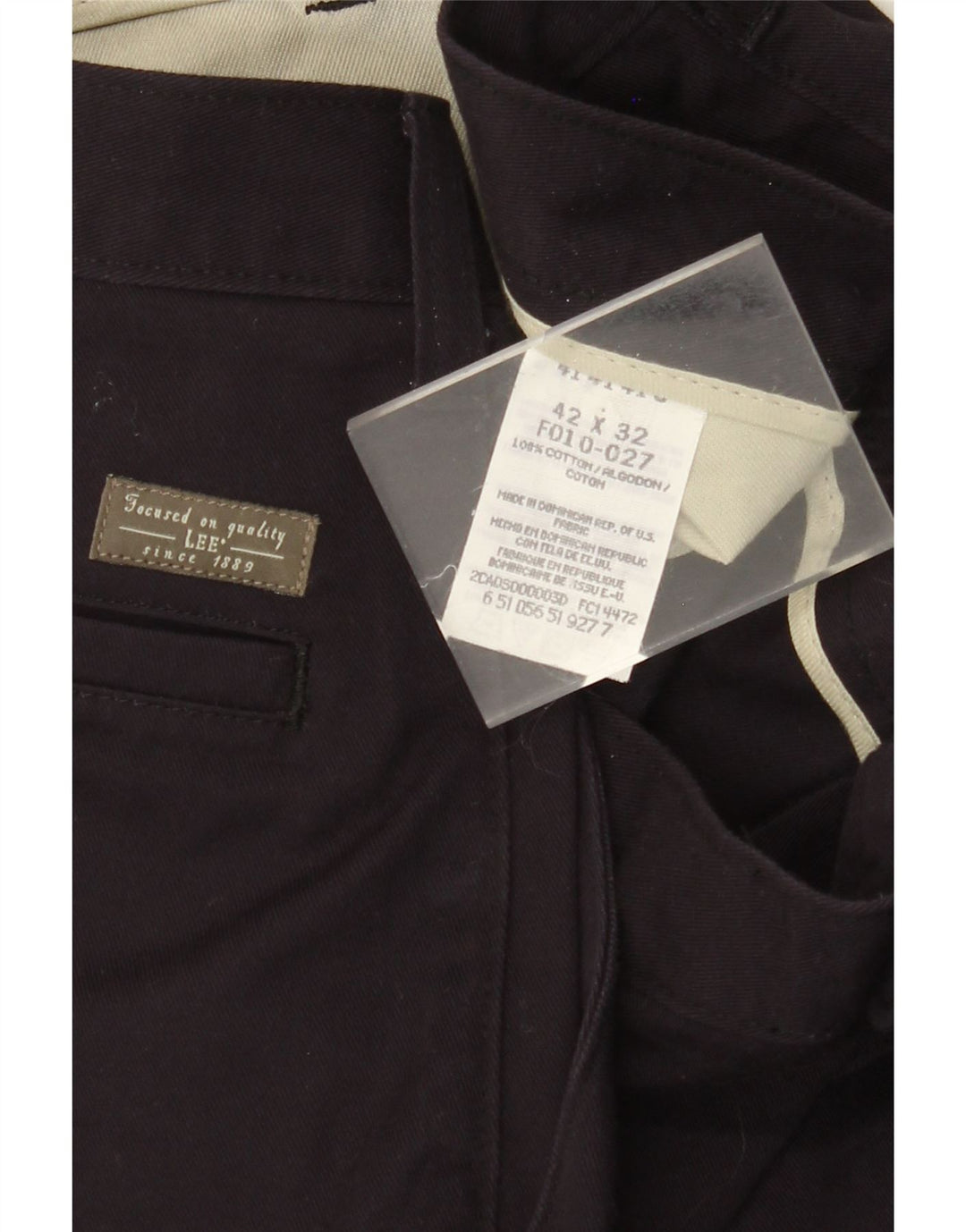 Calça chino masculina LEE Pegged W42 L32 algodão azul marinho