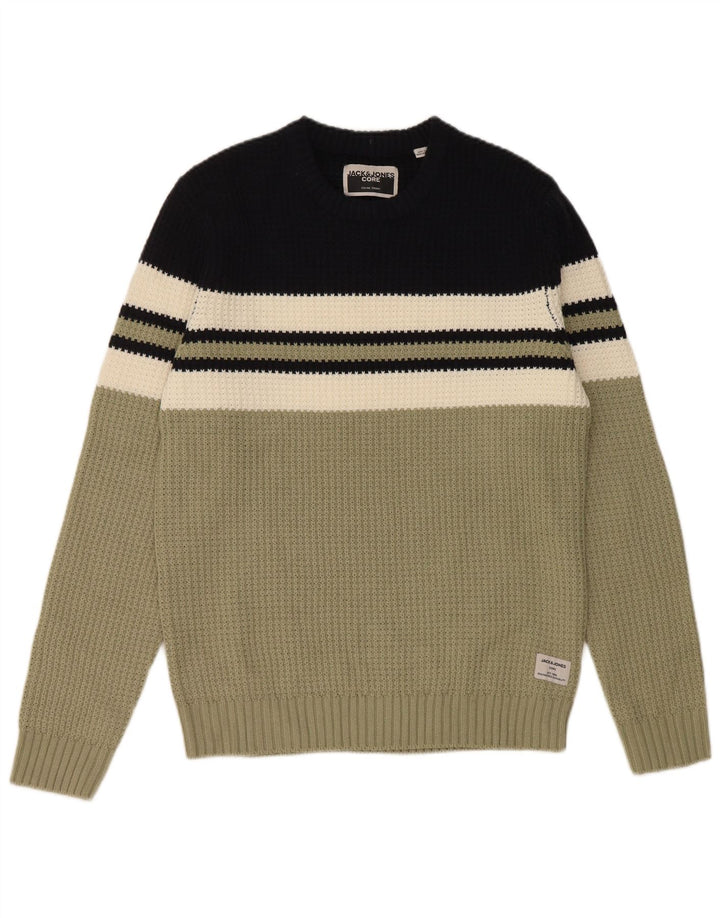 Suéter masculino Jack & Jones com gola redonda, bloco colorido médio multicolorido
