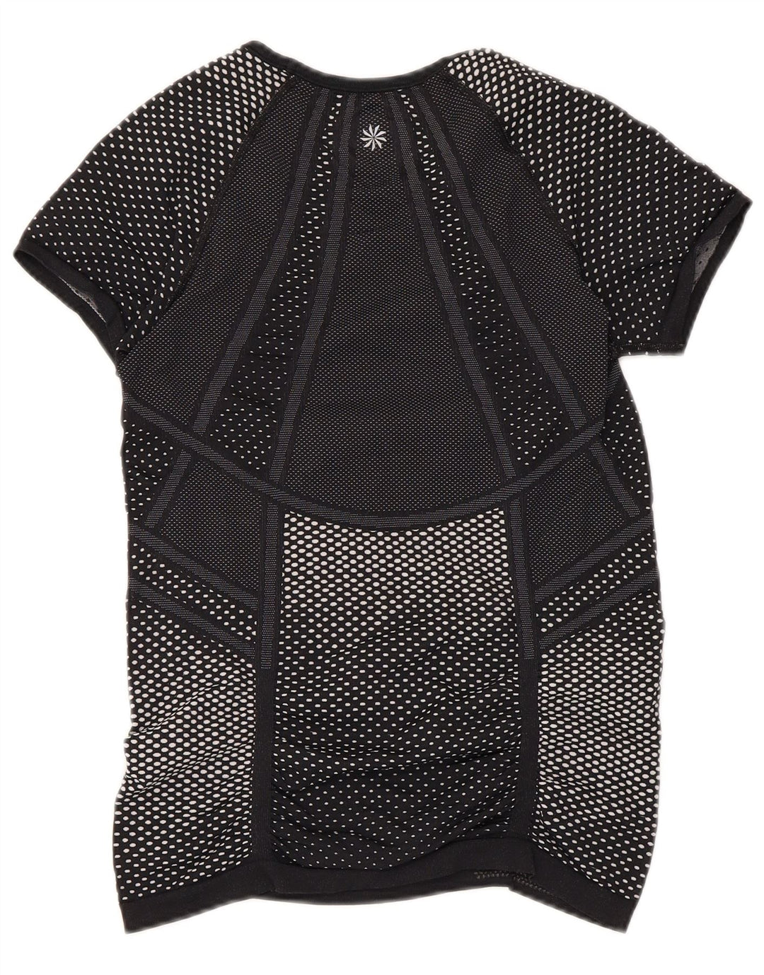 Camiseta feminina ATHLETA UK 8 pequena poliéster manchado preto